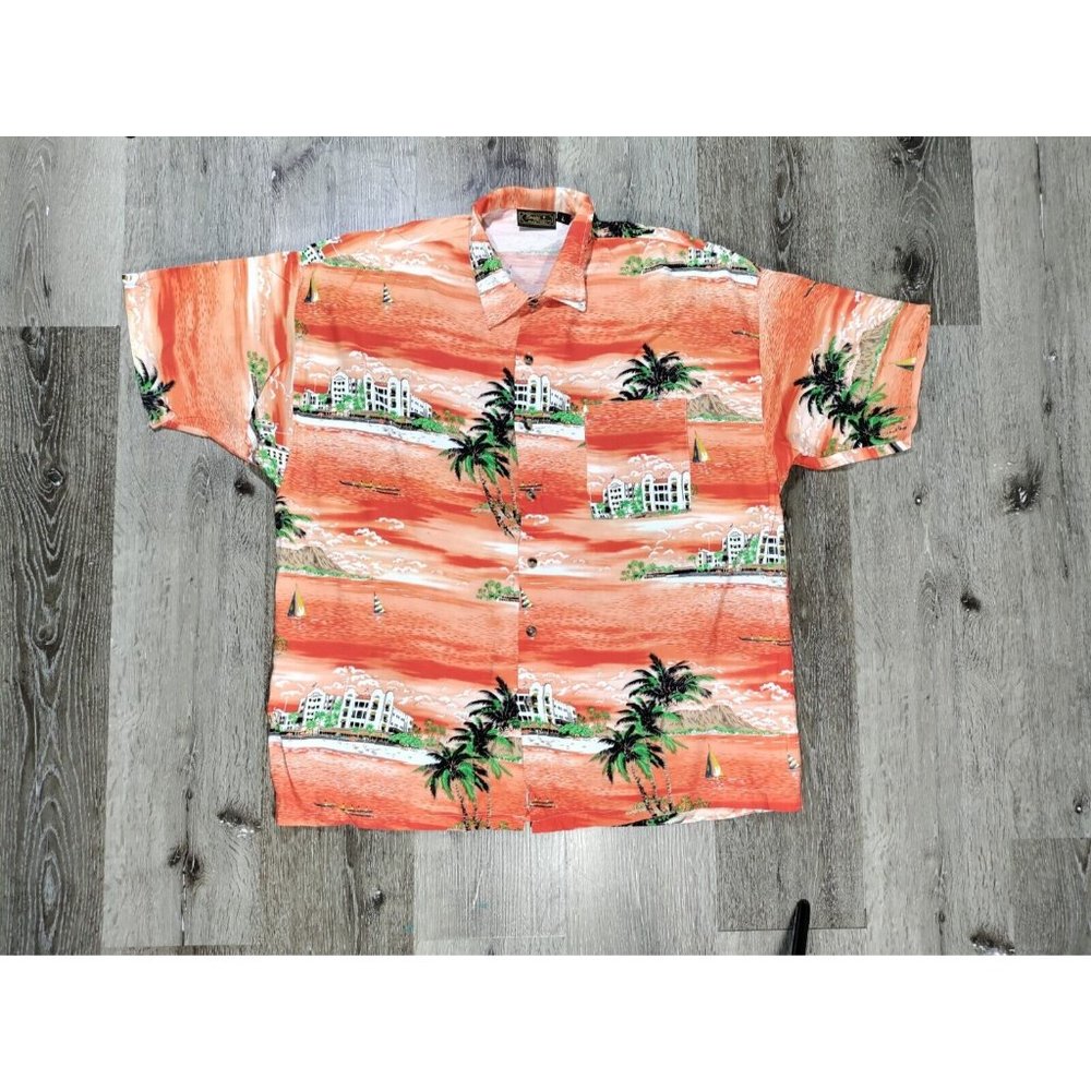 Vintage Monzini Collection Mens Large Hawaiian Shirt